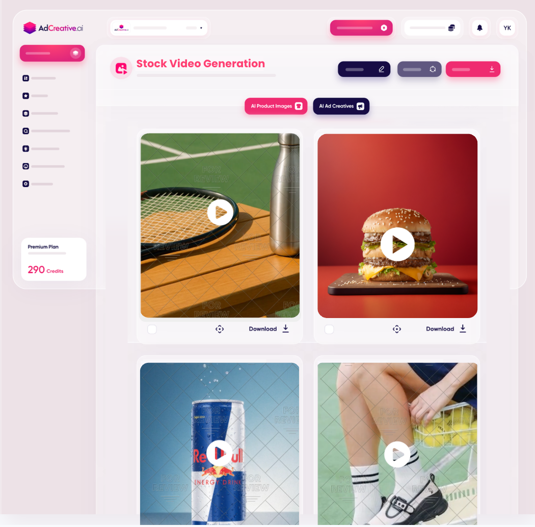 Generador de vídeo stock de AdCreative.ai: crea vídeos de producto con IA para anuncios